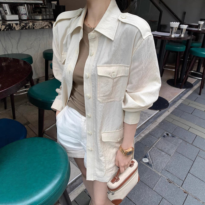Damen Modische Utility-Jacke mit Taschen Echoarchiv