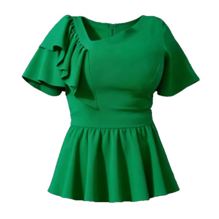 Damen Elegantes Rüschenoberteil mit fließendem Saum Echo Archiv