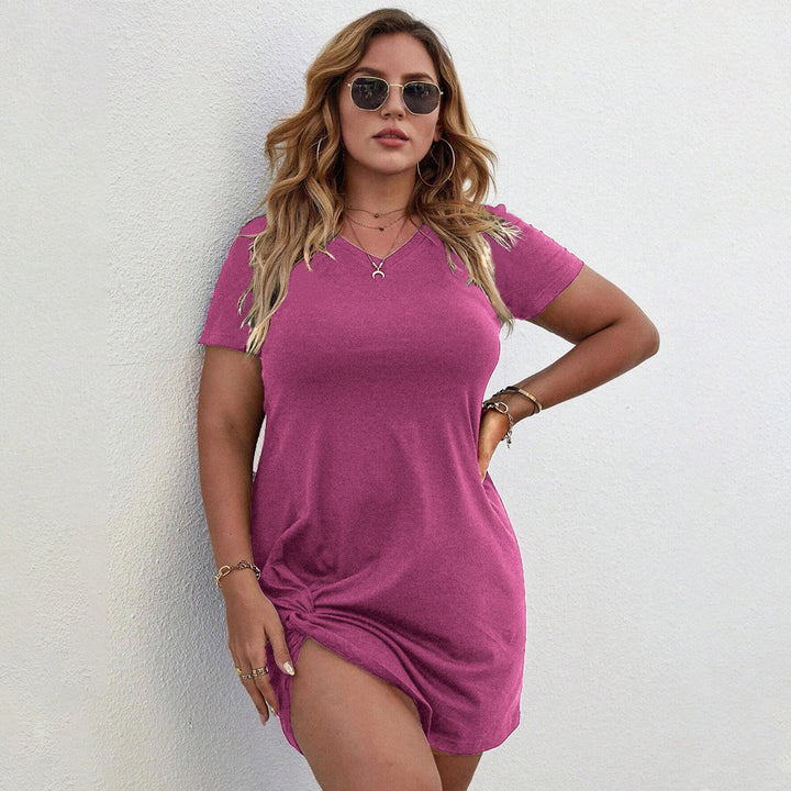 Damen lässiges Knielanges Shirtkleid mit seitlichem Knoten Echo Archiv