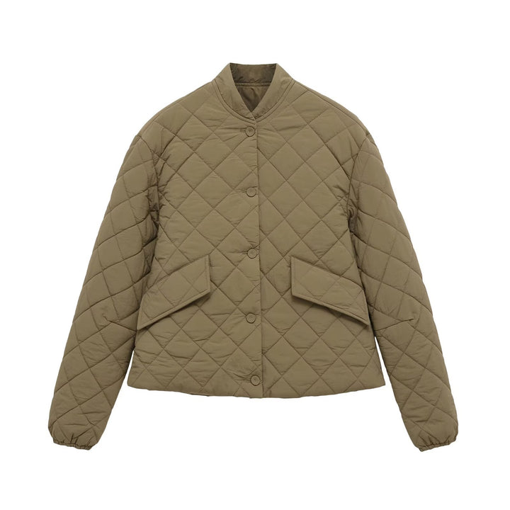 Damen Steppjacke mit Karomuster, kurzem Boxy‑Schnitt und Pattentaschen Echo Archiv