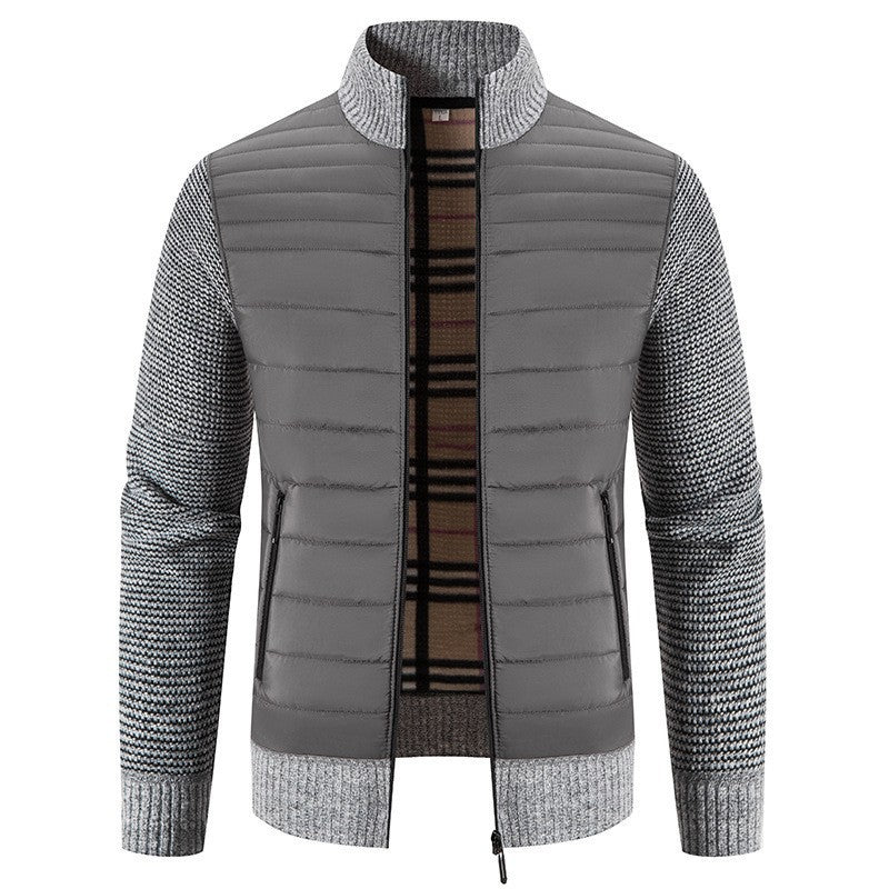 Herren Steppjacke mit modernem Strickärmeln und hohem Kragen Echoarchiv