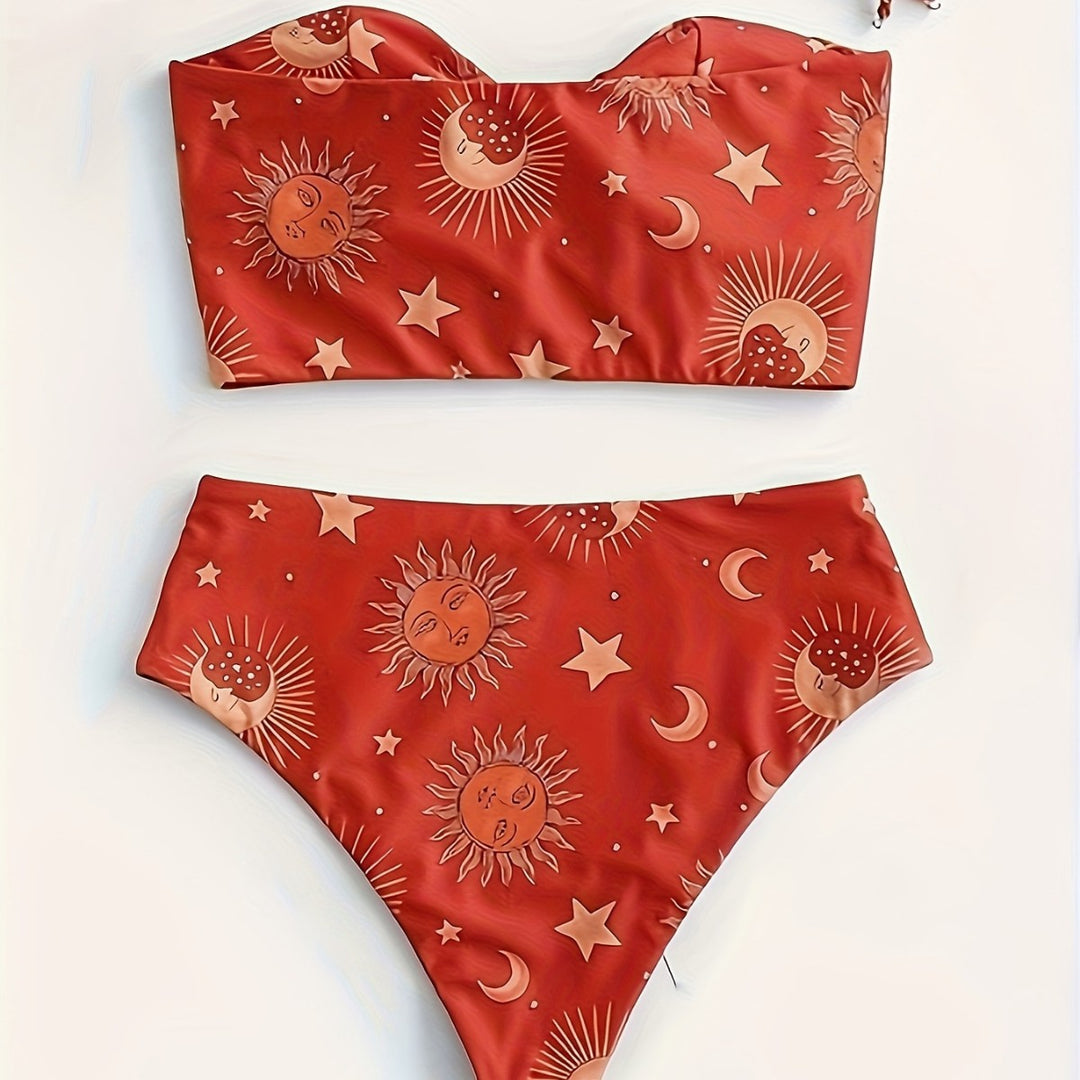 Damen Bikiniset mit strukturiertem Oberteil und hoch geschnittenem Hosenrock Echo Archiv