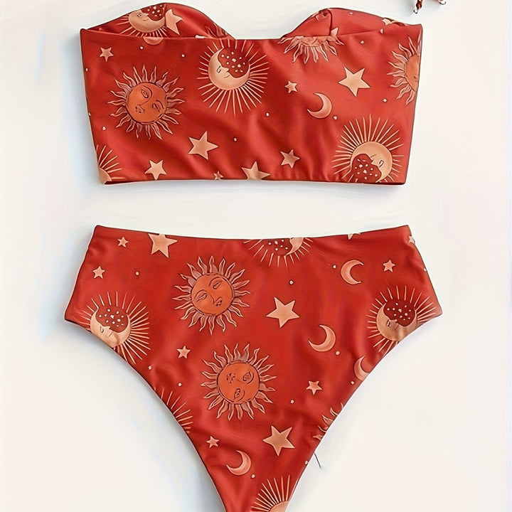 Damen Bikiniset mit strukturiertem Oberteil und hoch geschnittenem Hosenrock Echo Archiv