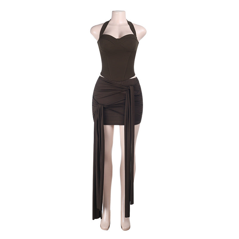 Damen Raffiniertes Wickelkleid mit Trägern und asymmetrischem Saum Echo Archiv