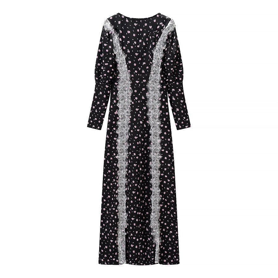 Damen Maxikleid mit elegantem Schnitt und floralem Spitzenbesatz Echo Archiv