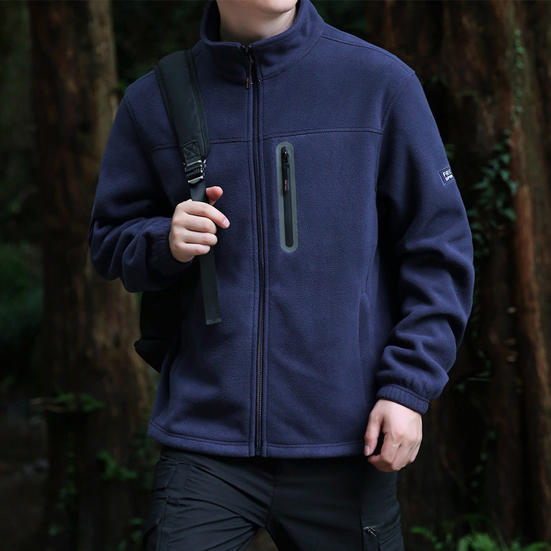 Herren Fleece-Outdoorjacke mit durchgehendem Reißverschluss, hohem Kragen und wasserabweisender Reißverschlusstasche Echo Archiv
