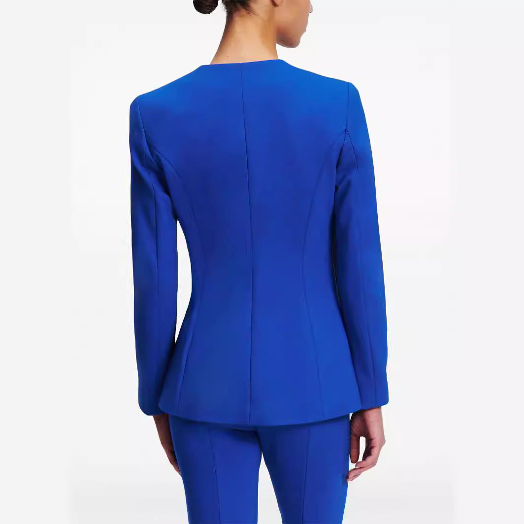 Damen Cape-Ärmel Tailoring-Blazer mit taillierter Silhouette und ausgestellter Hose mit Beinschlitz Echoarchiv