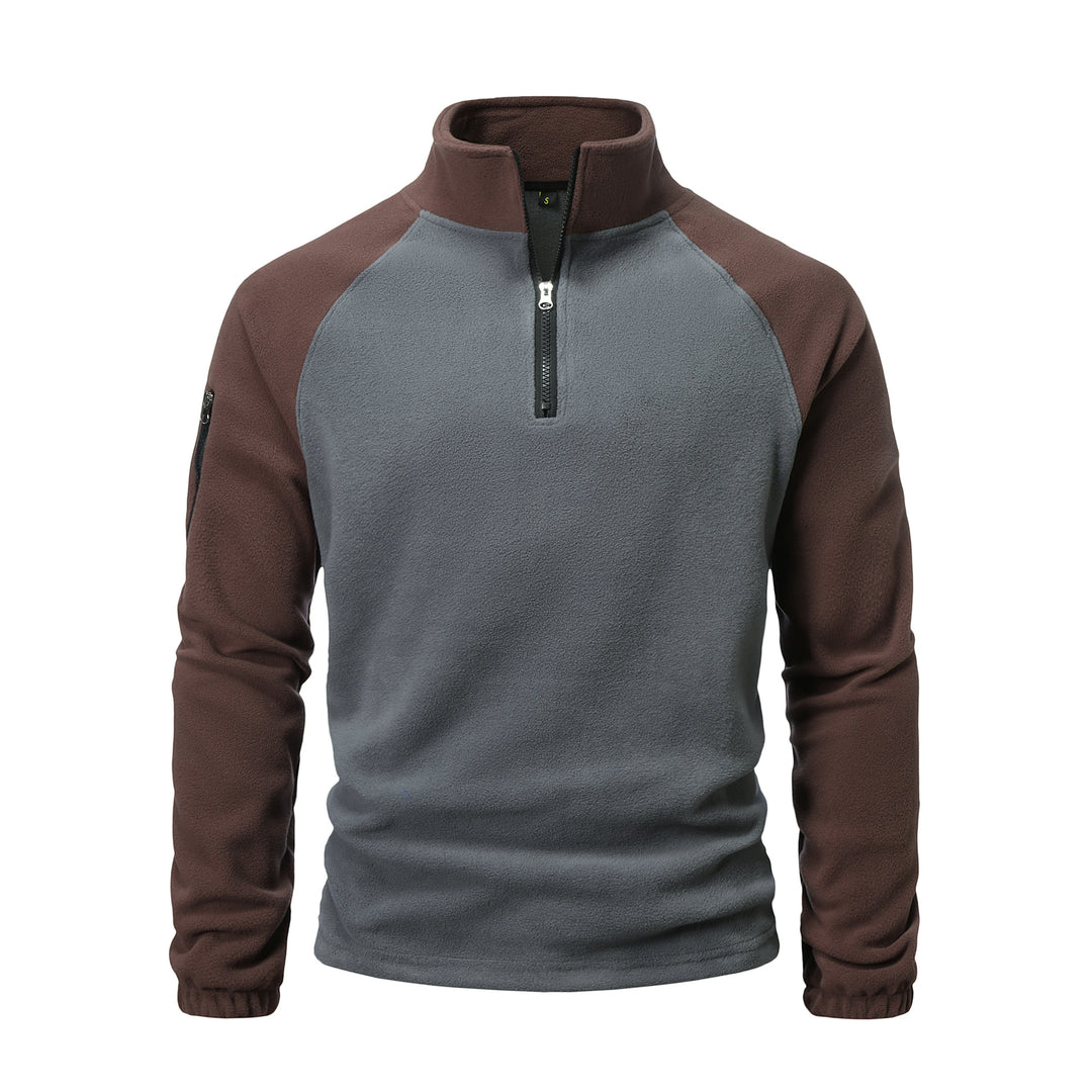 Herren Fleece-Pullover mit halbem Reißverschluss und praktischem Taschen-Design Echoarchiv
