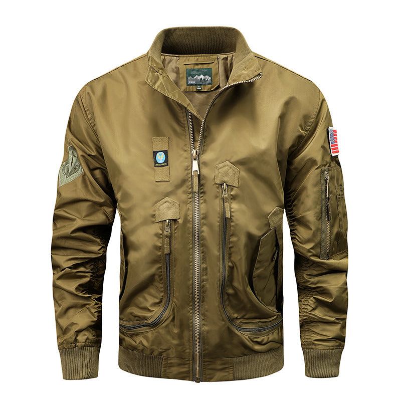 Herren Nylon-Bomberjacke im Fliegerstil mit Utility-Taschen und Ärmel-Fach Echo Archiv