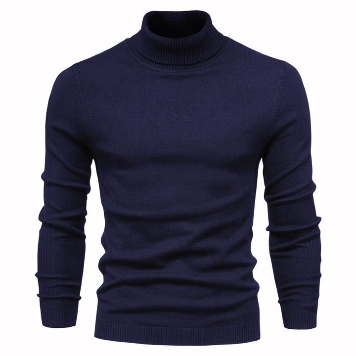 Herren Strickpullover mit hohem Kragen und feinem Rippmuster Echoarchiv