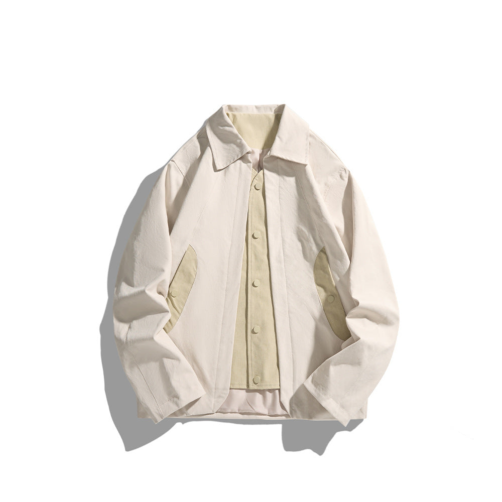 Herren leichte Freizeitjacke mit Hemdkragen, Druckknopfleiste und verdeckten Nahttaschen Echoarchiv