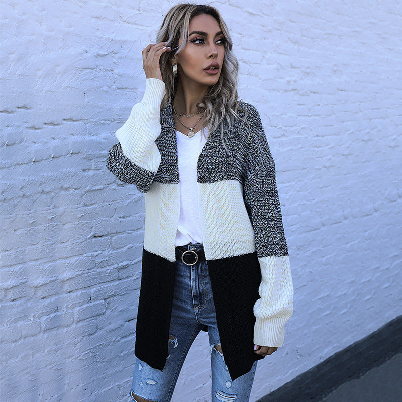Damen Longline Strickcardigan mit Oversize-Schnitt und Farbblock-Optik Echoarchiv