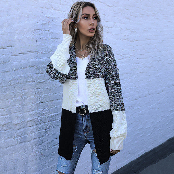 Damen Longline Strickcardigan mit Oversize-Schnitt und Farbblock-Optik Echoarchiv