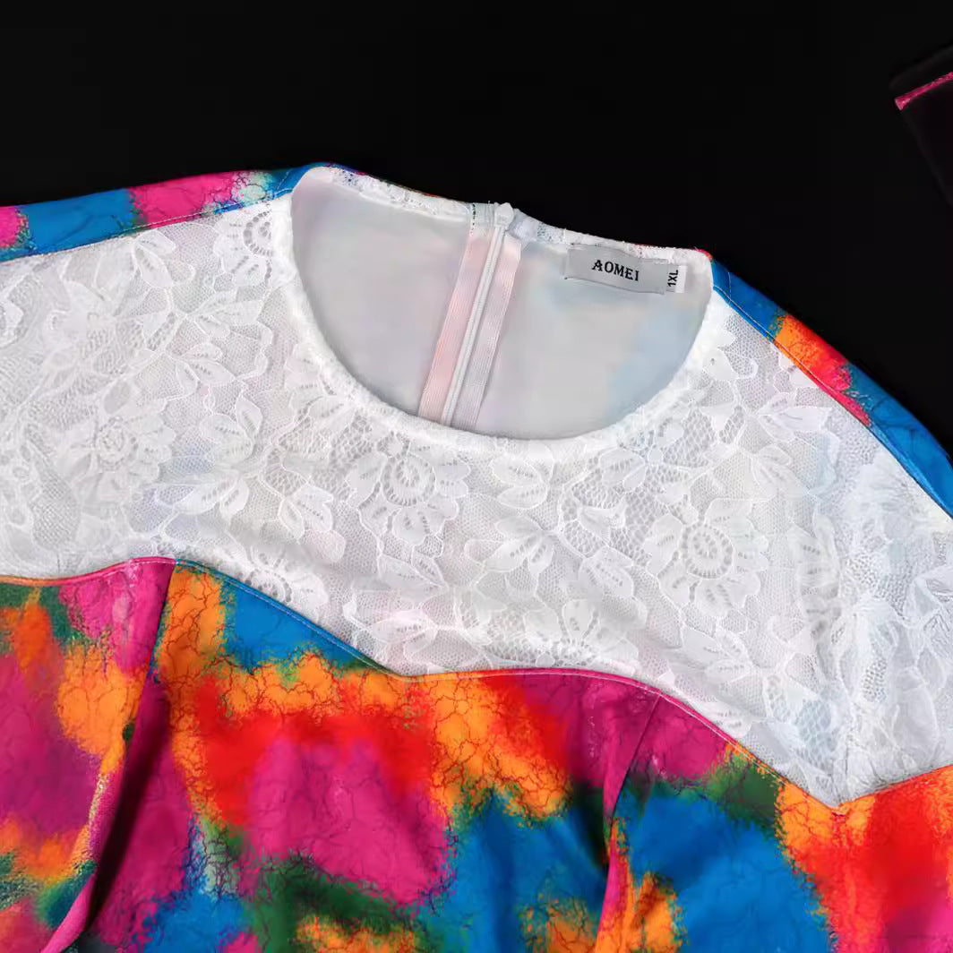 Damen Maxikleid mit voluminösen Puffärmeln und floralem Spitzenbesatz Echo Archiv