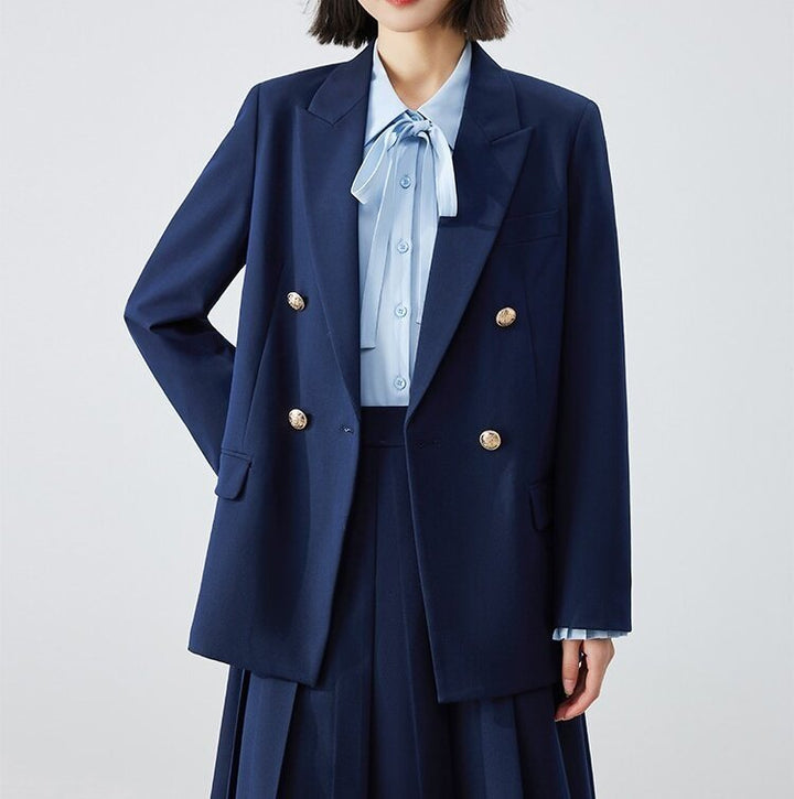 Damen Doppelreiher Blazer mit glänzenden Knöpfen Echoarchiv