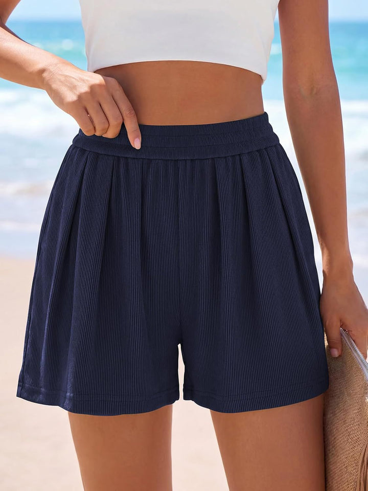 Damen Legere Freizeitshorts mit elastischem Bund und Falten Echo Archiv
