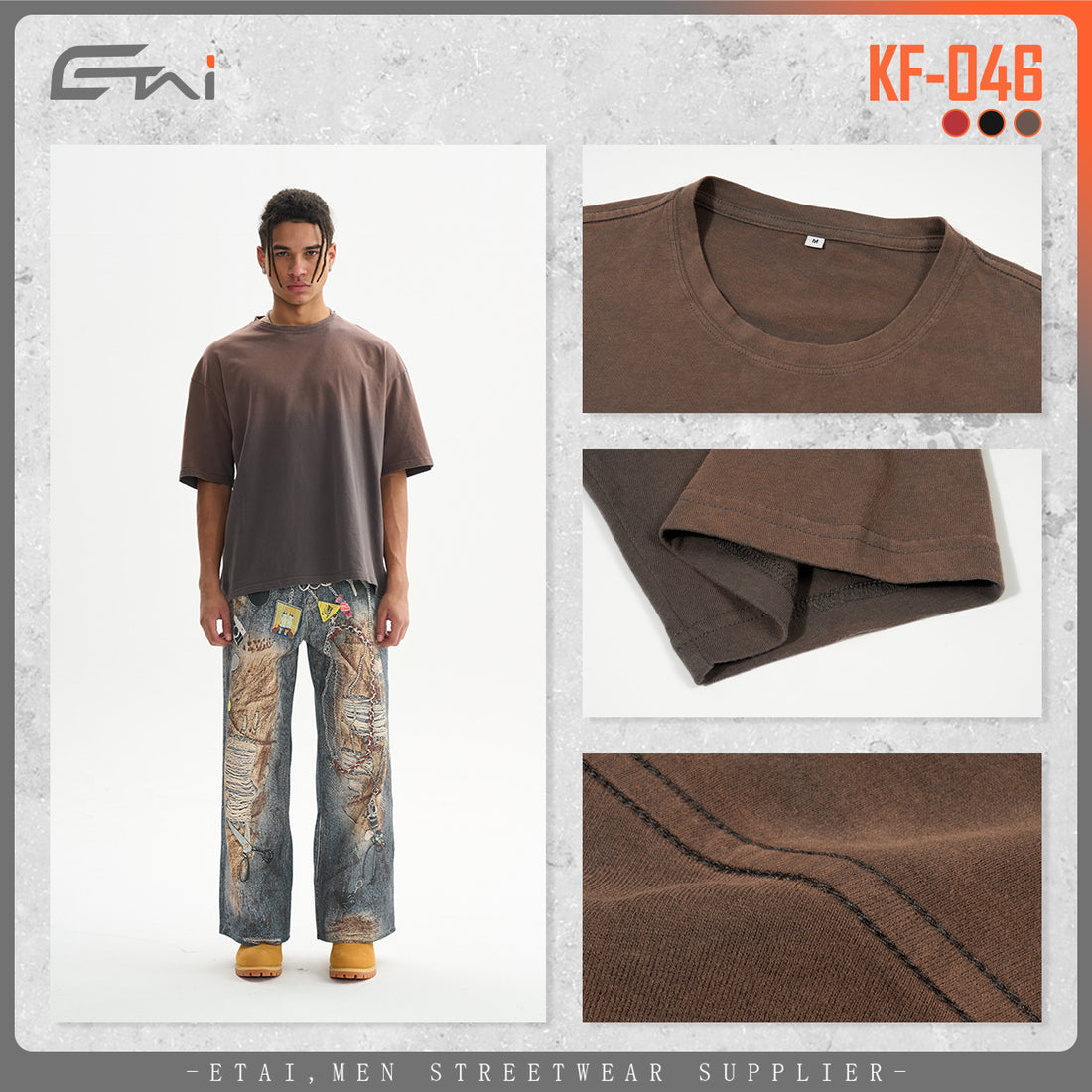 Herren Oversized Baumwoll-T-Shirt mit Rundhalsausschnitt und soften Vintage-Effekt Echo Archiv