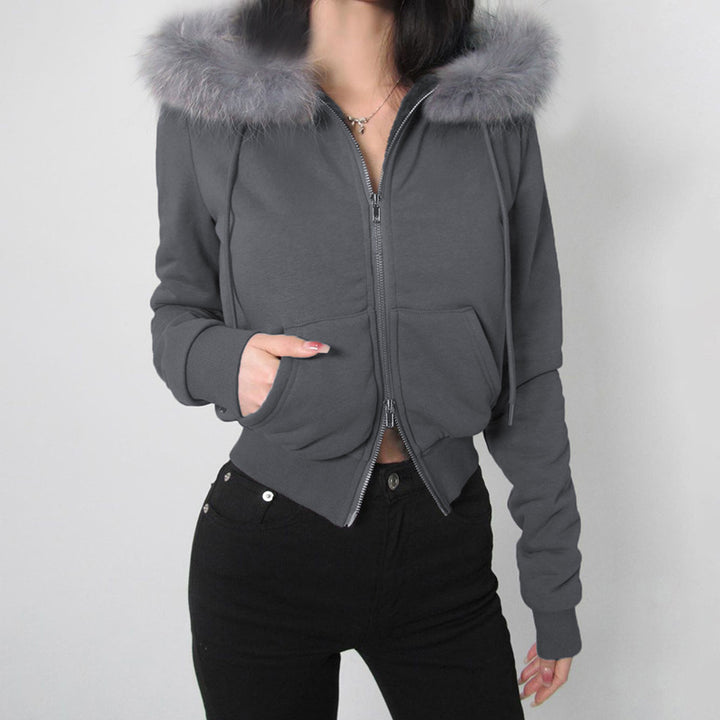 Damen nan taillierte Bomberjacke mit breitem Rippenbund, zwei Schrägtaschen und dekorativen Reißverschluss-Details Echo Archiv