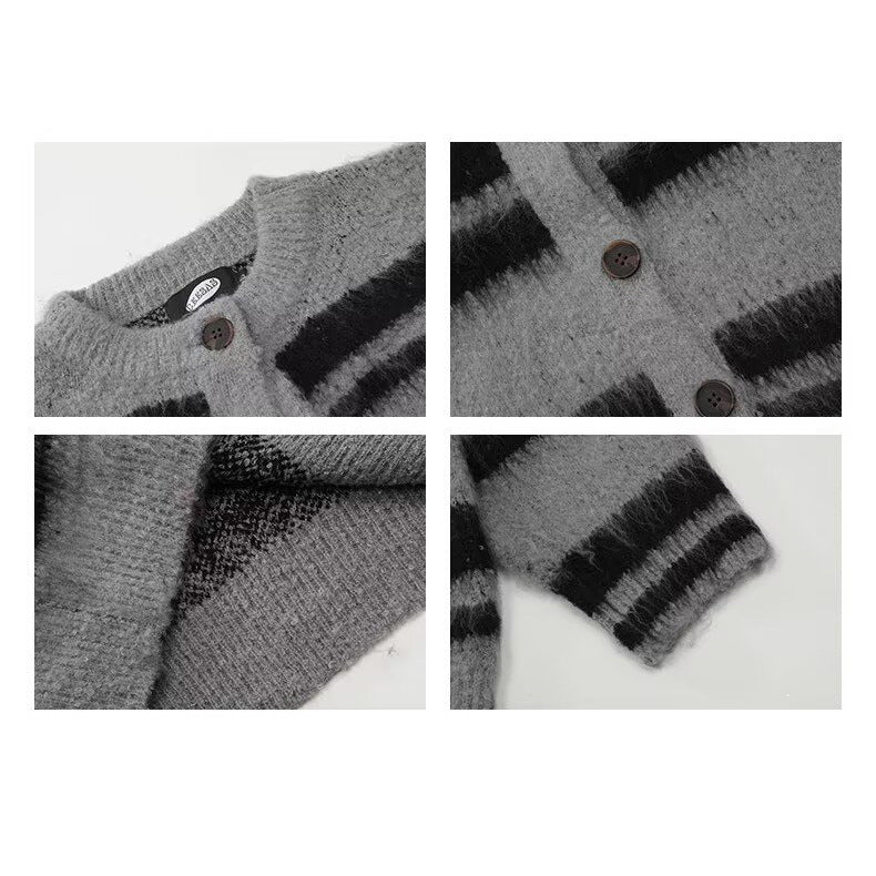 Damen Kuschelige Strickjacke mit Streifen Echoarchiv