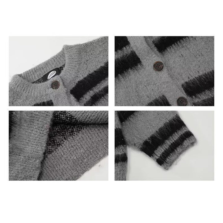 Damen Kuschelige Strickjacke mit Streifen Echoarchiv