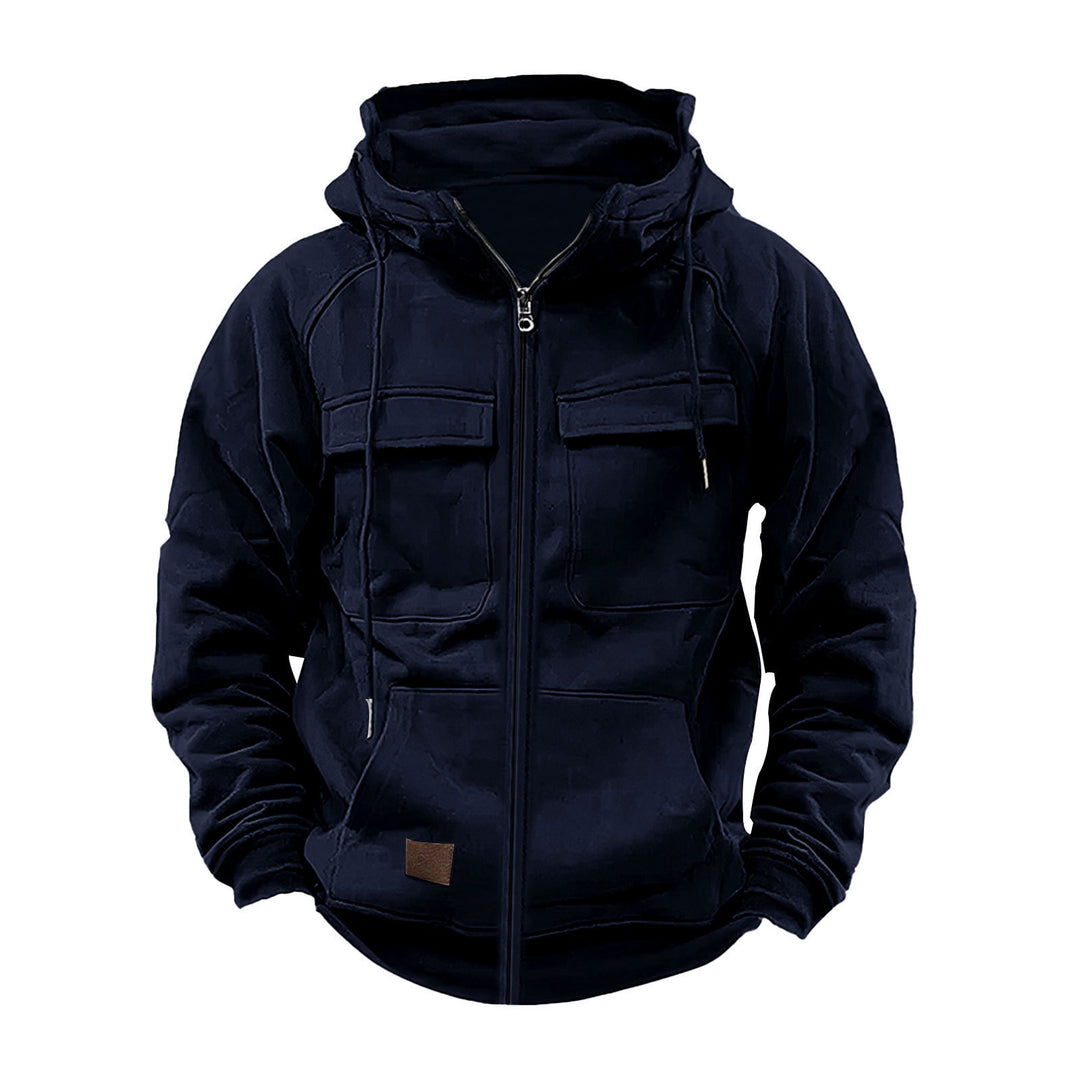 Herren multifunktionale Kapuzenjacke mit Reißverschluss und großzügigen Taschen Echoarchiv