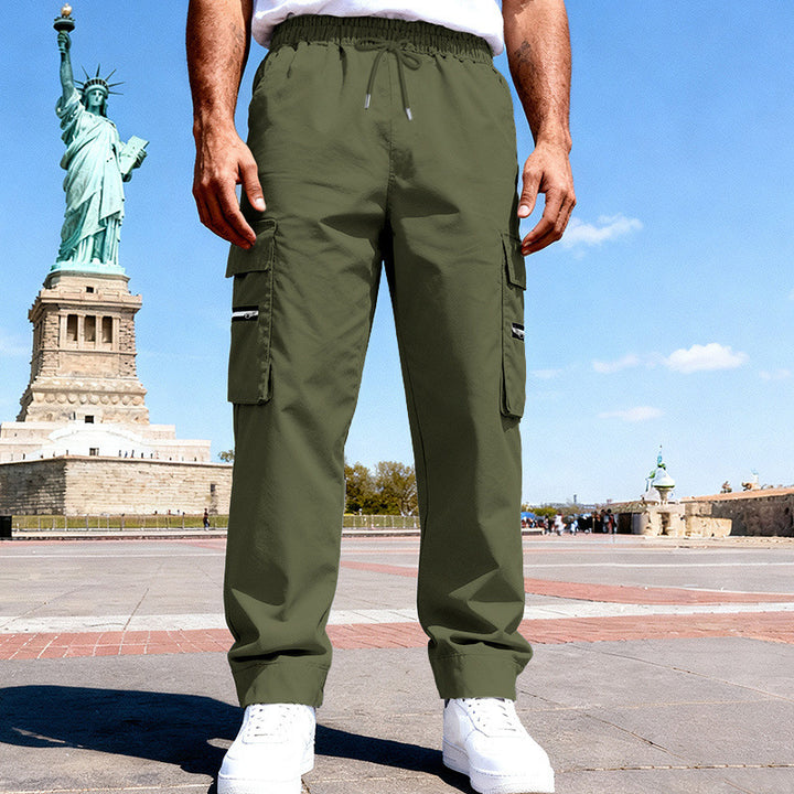 Herren Cargo-Freizeithose mit elastischem Bund, Tunnelzug & Zip-Taschen – Bravaro