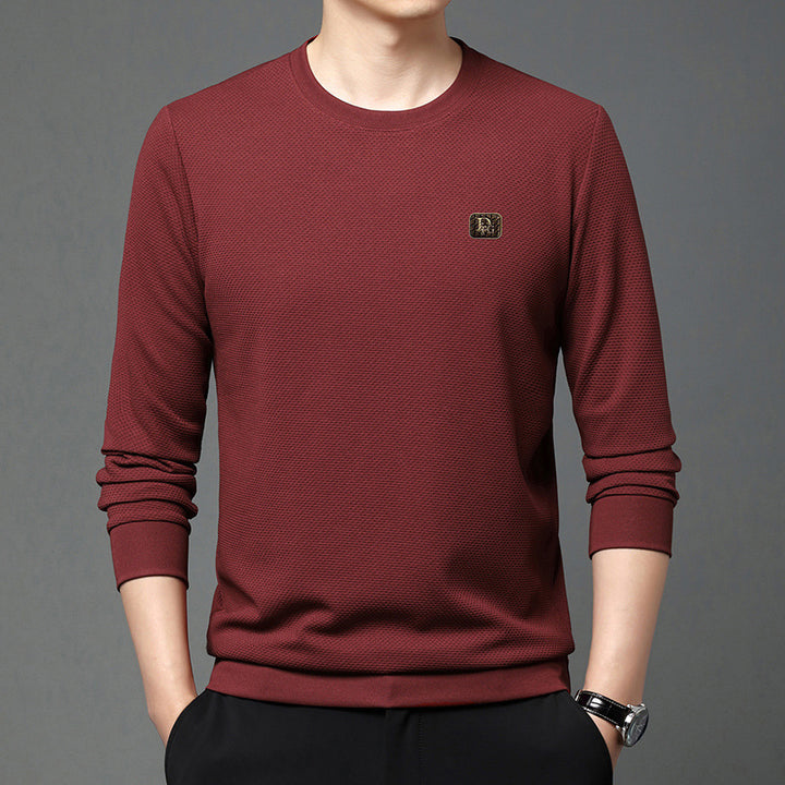 Herren hochwertiger Rundhals-Pullover mit strukturiertem Gewebe und modischem Design Echoarchiv