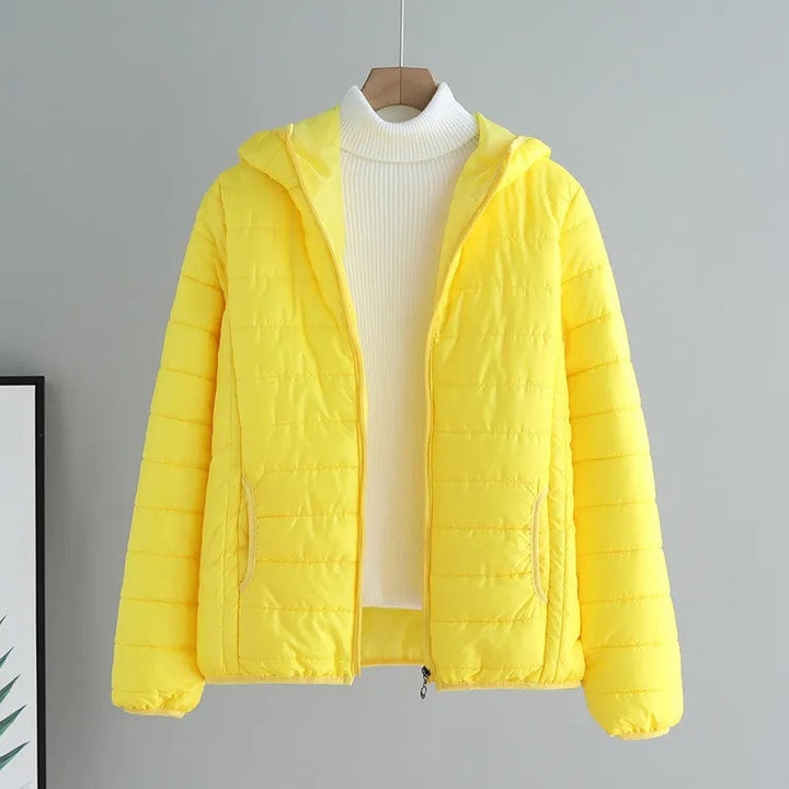 Damen gesteppte Übergangsjacke mit praktischen Taschen und Kapuze Echoarchiv