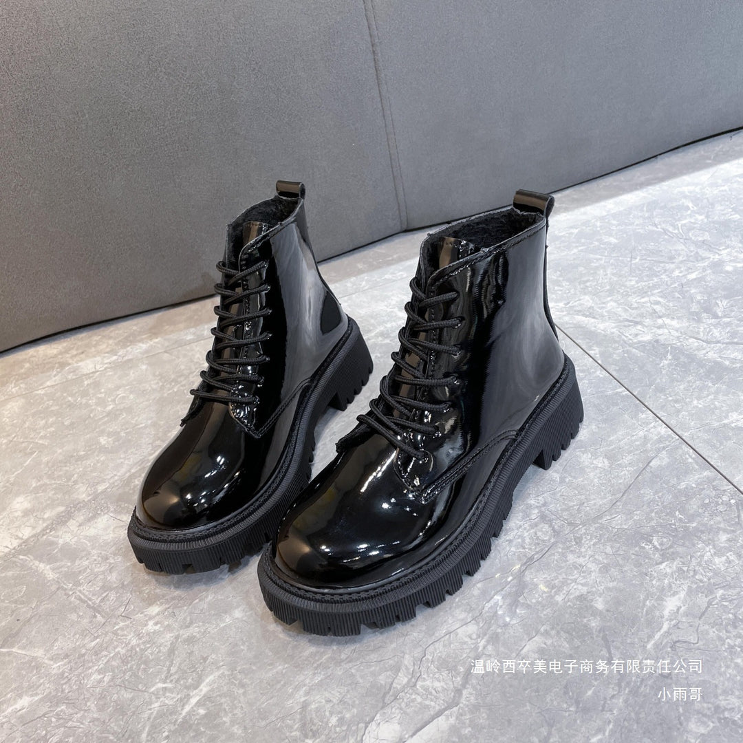 Damen Schnürbiker-Stiefelette mit profilierter Plateausohle Echoarchiv