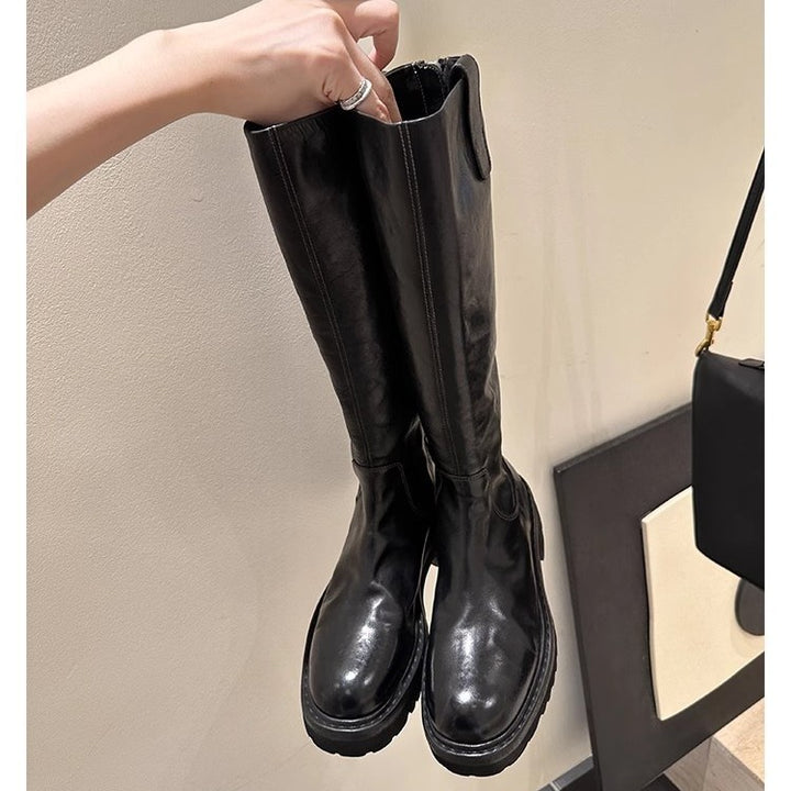 Damen Schlanke Langschaft-Stiefel aus Glattleder mit robuster Profilsohle Echo Archiv
