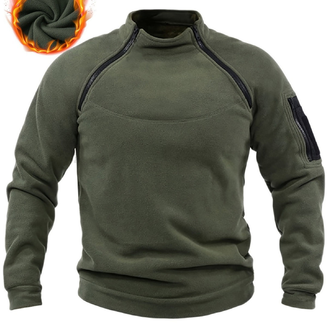 Herren Thermo-Fleecepullover mit Schulterreißverschlüssen, Stehkragen & Ärmel‑Utilitytasche Echo Archiv