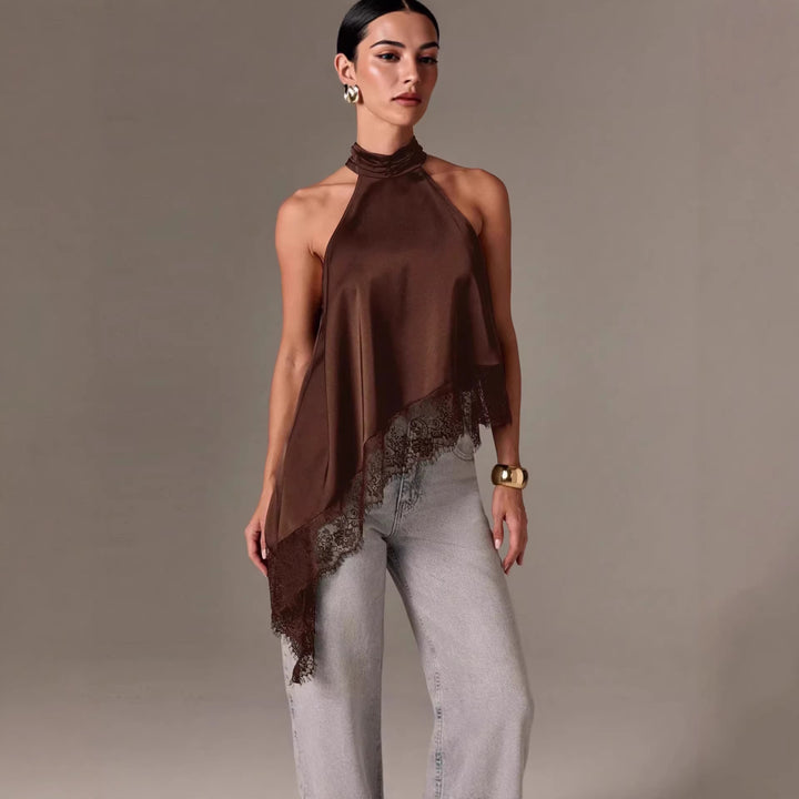 Damen luftiges Chiffon-Top mit eleganter Spitzenverzierung Echo Archiv