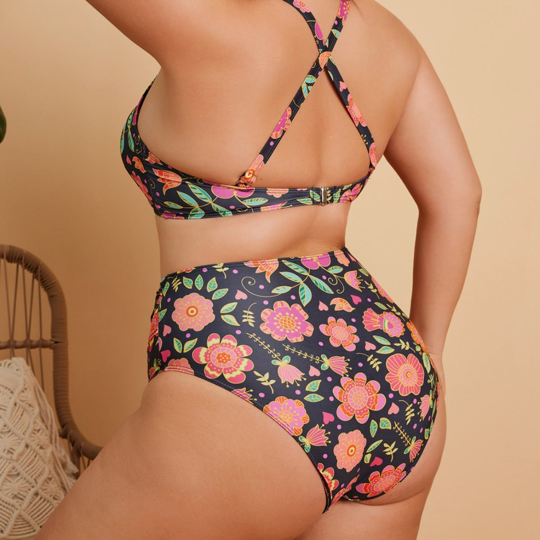 Damen Hoch tailliertes Bikini-Set mit floralem Muster – Maréssa