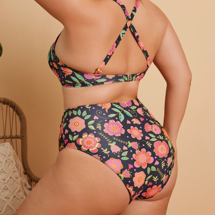 Damen Hoch tailliertes Bikini-Set mit floralem Muster Echo Archiv