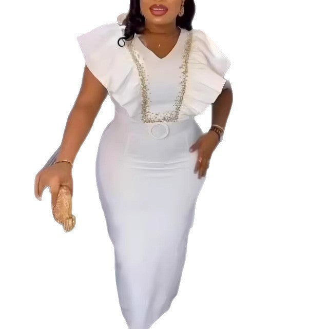 Damen Elegantes Kleid mit voluminösen Rüschendetails und glamourösem Akzent Echo Archiv