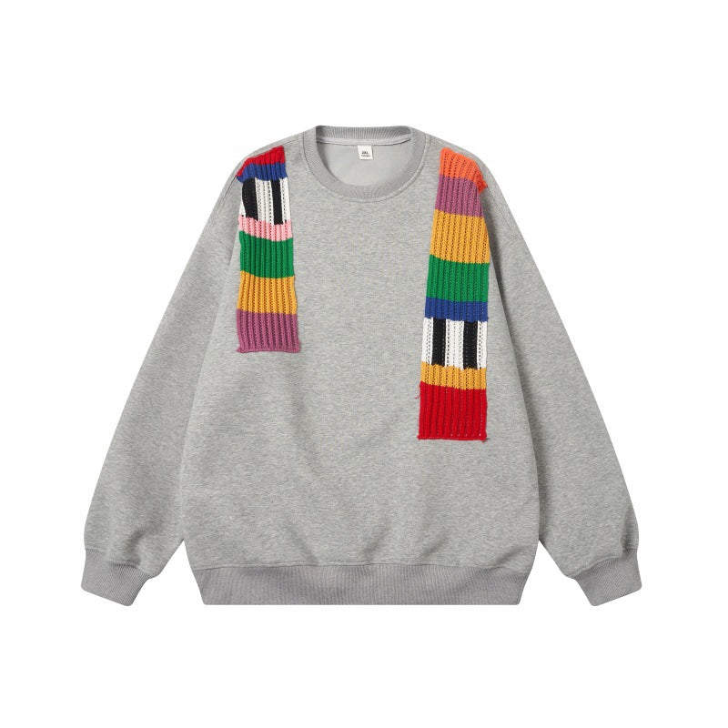 Unisex Oversize-Sweatshirt mit Strickapplikationen und Rundhalsausschnitt Echoarchiv
