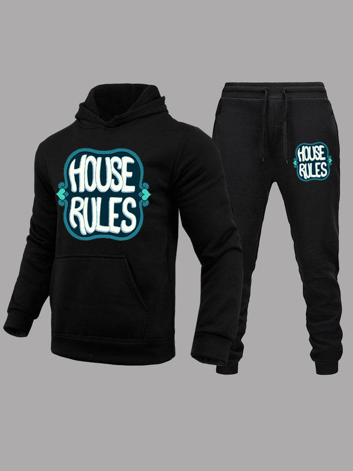Herren Sportliches Hoodie- und Jogginghose-Set mit dynamischem Schriftzug Echoarchiv