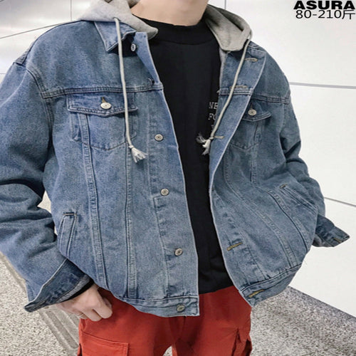 Herren Modische Denimjacke mit Kapuze Echoarchiv