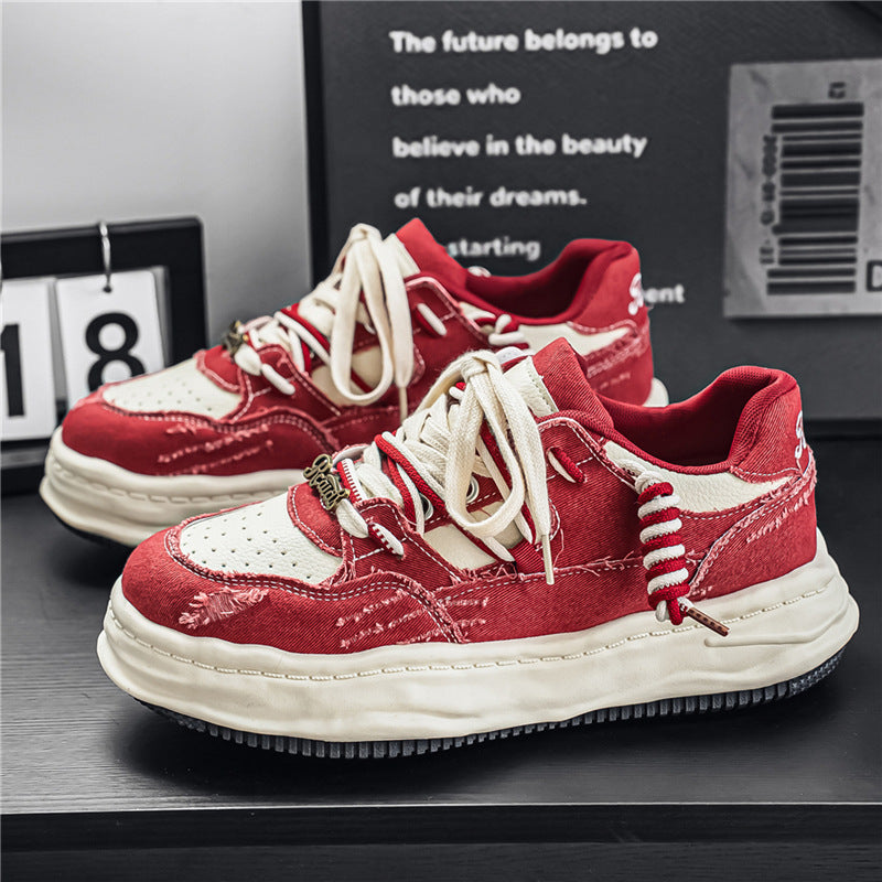 Damen denim-Plateau-Sneaker mit kontrastnähten, wattierter Wellenlaufsohle und verzierten Schnürdetails Echo Archiv