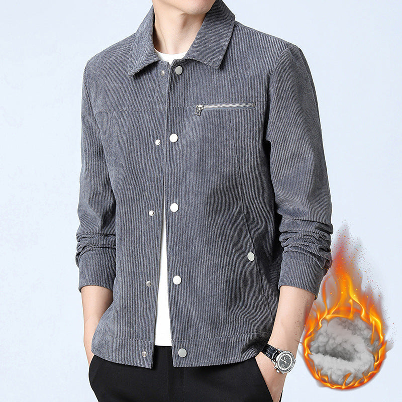 Herren Cord‑Overshirt aus Breitcord mit Druckknopf‑Front und Zipper‑Brusttasche Echo Archiv