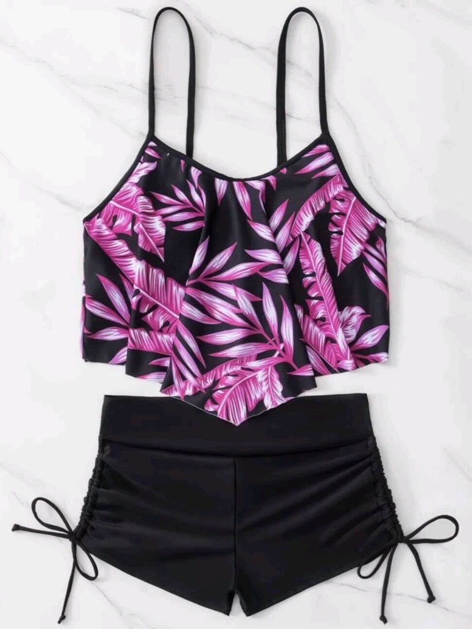 Damen Sportliches Tankini-Set mit Raffungen und verstellbaren Trägern Echo Archiv