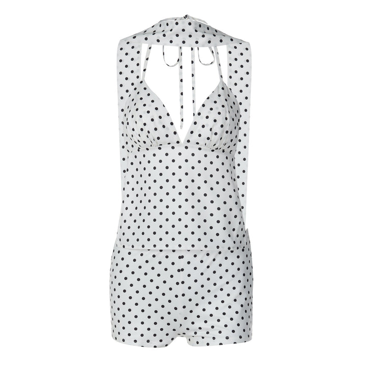 Damen trendiger Jumpsuit mit Halterneck und Punkten Echo Archiv