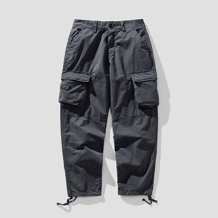Herren Cargo‑Hose im Utility‑Workwear‑Stil mit großen Klappentaschen, Kniepaneelen und Kordelabschluss Echo Archiv