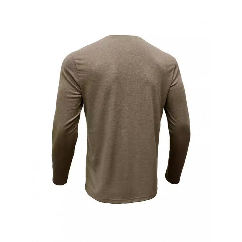 Herren Langarmshirt mit modischem Stehkragen und eleganter Knopfleiste Echoarchiv