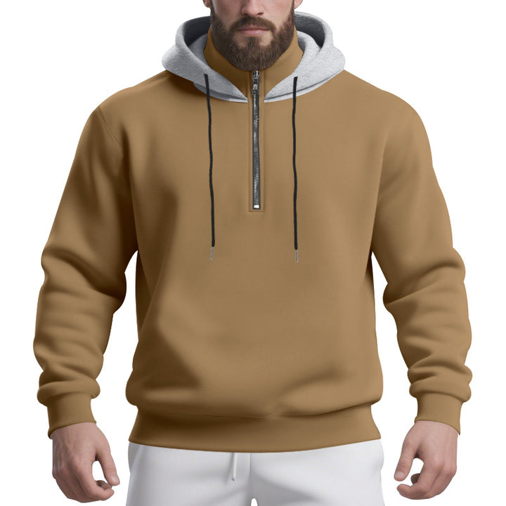 Herren nan Halbzip-Kapuzenpullover mit kontrastierter Kapuzeninnenseite, Kordelzug und gerippten Bündchen Echo Archiv