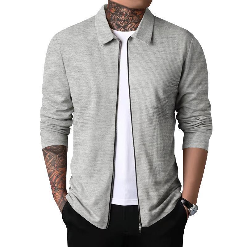 Herren Freizeitjacke mit durchgehendem Reißverschluss und strukturiertem Gewebe Echoarchiv