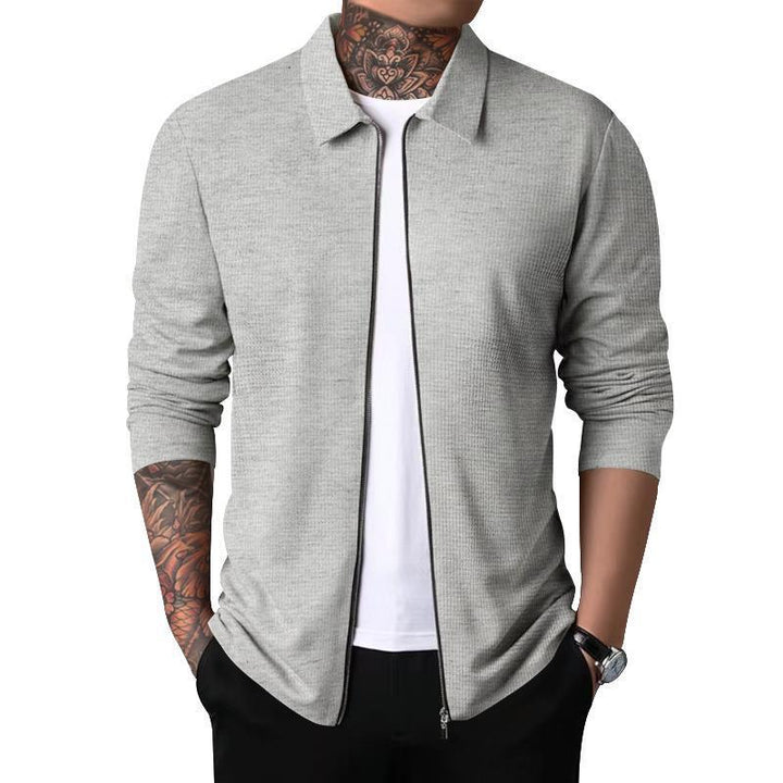 Herren Freizeitjacke mit durchgehendem Reißverschluss und strukturiertem Gewebe Echoarchiv