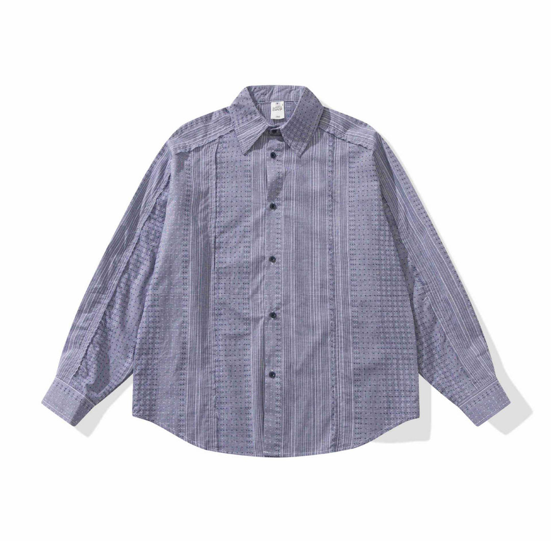 Damen Strukturierte Oversize‑Hemdbluse mit feiner Stickerei und Streifenstruktur Echoarchiv