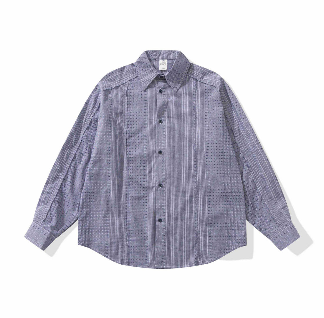 Damen Strukturierte Oversize‑Hemdbluse mit feiner Stickerei und Streifenstruktur Echoarchiv