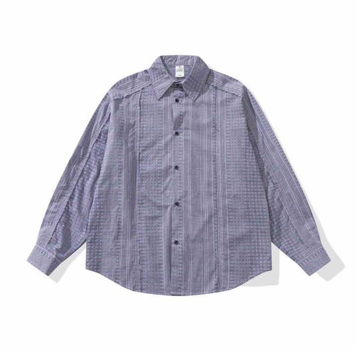 Damen Strukturierte Oversize‑Hemdbluse mit feiner Stickerei und Streifenstruktur Echoarchiv